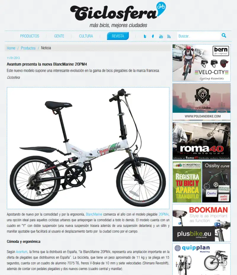 BlancMarine en la revista de bicis urbanas Ciclosfera