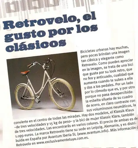 Retrovelo en la revista Solo Bici